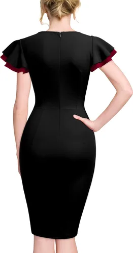 Vista 2 de Miusol Vestido de noche vintage con cuello en V profundo para mujer