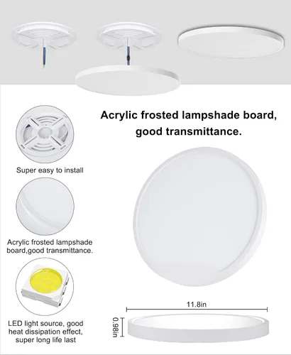 Vista 6 de Lámpara de techo LED regulable con montaje empotrado, panel RGB inteligente Alexa Google Home WiFi con control remoto para sala de estar