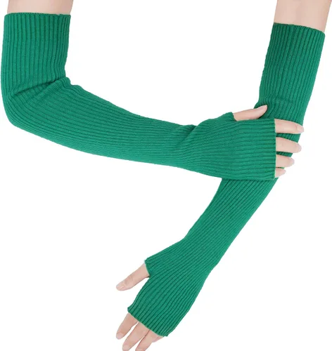 Vista 52 de Guantes cálidos de cachemira de brazo largo para mujer, guantes de invierno acogedores sin dedos, calentadores de brazos suaves, gran regalo