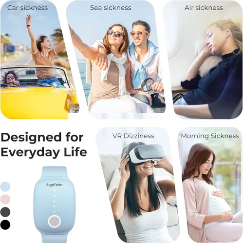 Vista 8 de EmeTerm Moda, aprobado por la FDA, estimulador de electrodos para aliviar las náuseas, las náuseas matutinas, el mareo por movimiento, el viaje
