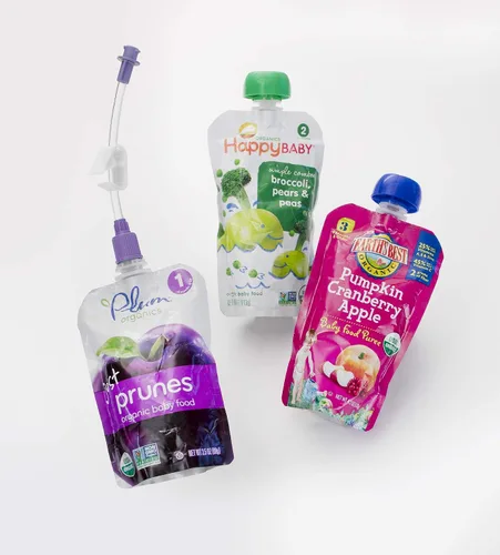 Vista 3 de Bolink - Paquete de 10 tubos de alimentación con tapa pequeña, conecta las bolsas de puré de alimentos con un pico a los tubos de alimentación.