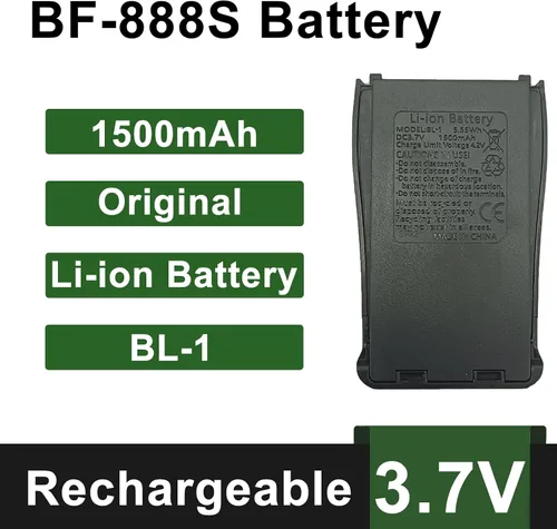Vista 2 de BAOFENG BF-888S Batería de radio bidireccional 3.7 V 1500 mAh Li-ion recargable para radioaficionado GMRS Reemplazo BF-666S BF-666S BF-777S H-777