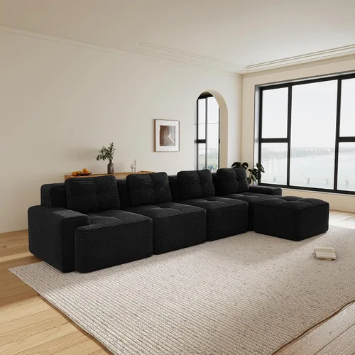 Vista 120 de Sofás seccional modular de 80" sin huesos modernos para sala de estar, juego de sofás comprimidos de 2 plazas con asiento profundo, sin necesidad
