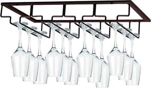 Vista 15 de MOCOUM Estante para copas de vino debajo del gabinete, soporte para copas de vino, soporte de alambre para copas de vino, colgador de almacenamiento