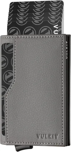 Vista 13 de Cartera con tarjetero VULKIT con bloqueo RFID, diseño minimalista, con ventanas dobles para identificación, cartera desplegable para 12 tarjetas