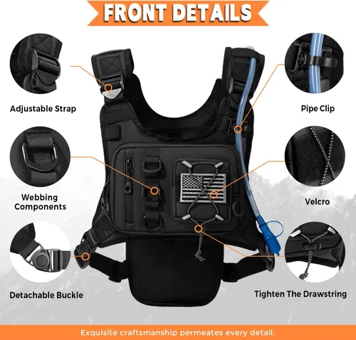 Vista 3 de Outdoor Hydration Vest for Running & Hiking, Lightweight Breathable Water Backpack with 2.0L Bladder, Bounce-Free Chest Pack for Marathon, Cycling