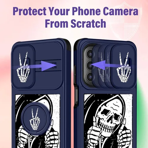 Vista 4 de Funermei Funda para Moto G Stylus 5G 2022, funda para teléfono con diseño de calavera de esqueleto para mujeres y niñas, diseño gótico, Como