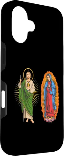 Vista 3 de Funda para iPhone 16 Virgen de Guadalupe con San Judas Tadeo