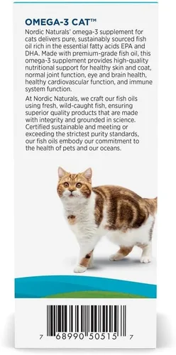 Vista 6 de Nordic Naturals Omega-3 para Gatos, Sin Sabor - 2 oz - 304 mg Omega-3 por un mL - Aceite de Pescado para Gatos con EPA y DHA - Promueve la Salud