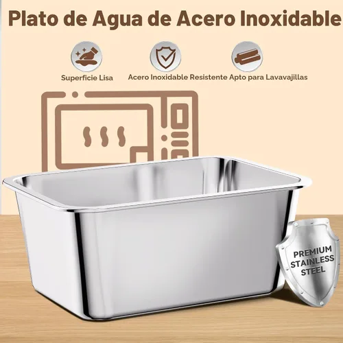Vista 7 de Tazón de agua para perros de 10L sin derrames, 2.6 galones de acero inoxidable sin salpicaduras, tazón de agua grande para perros con alfombrilla