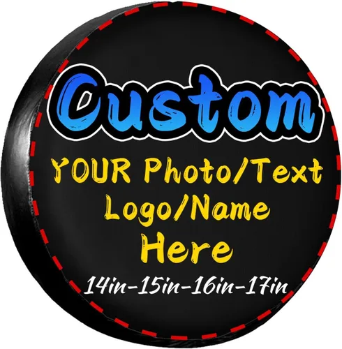 Vista 22 de Funda personalizada para neumático de repuesto, cubierta universal para rueda, añade tu propia foto, texto, logotipo, impermeable, a prueba