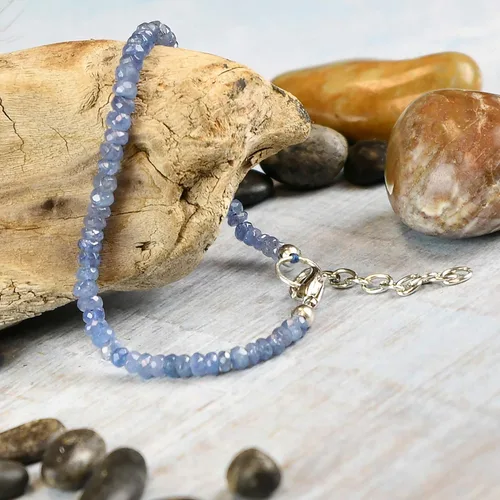 Vista 4 de Mystic Self Pulsera de tanzanita, hecha a mano con piedras preciosas azules naturales y cuentas de cristal curativo chakras mujeres hombres niñas