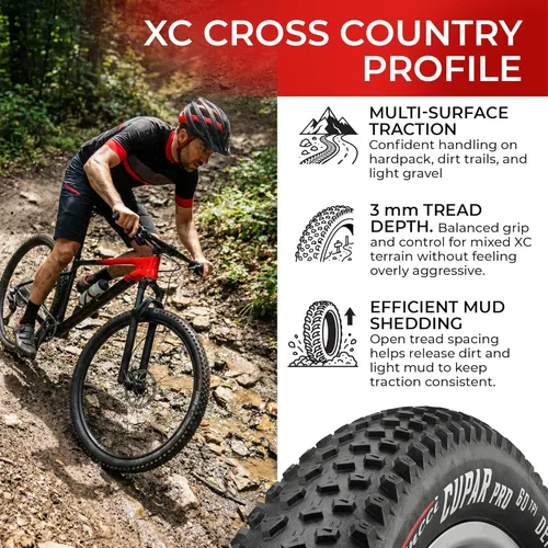 Vista 3 de Fincci Foldable 26x2.10 Mountain Bike Tires - 26 Inch Bike Tires with 1mm Nylon Puncture Proof - Black Kevlar 26 Bike Tyre 60 TPI with Cross Country