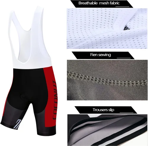 Vista 6 de Coconut Ropamo CR Men's Cycling Jersey Set Road Bike Jersey Zipper Pocket Bib Shorts with 4D Padded Cycling Clothing Set