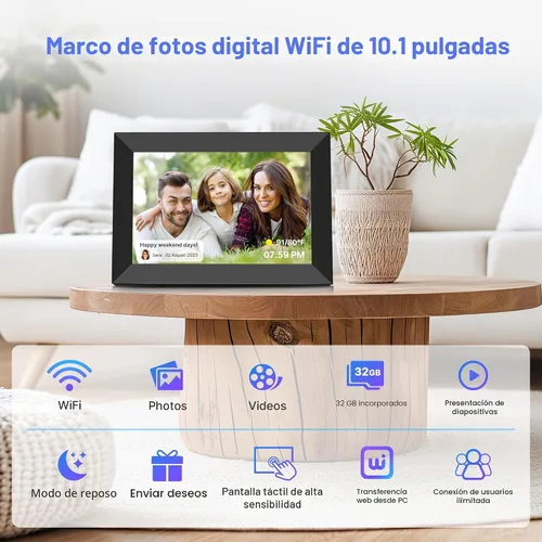 Vista 8 de Marco de Fotos Digital Uhale Almacenamiento de 32GB 10.1 Pulgadas WiFi Marcos de Fotos Electrónicos Ranura para Tarjeta SD Pantalla Táctil IPS