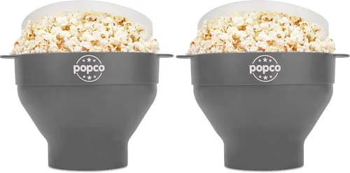 Vista 20 de POPCO Palomitas de maíz de silicona para microondas con asas, para hacer palomitas de maíz, para microondas, cuenco plegable, apto