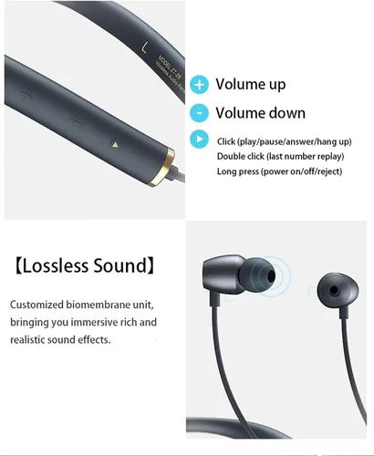 Vista 8 de IKXO Auriculares Bluetooth con banda para el cuello con cancelación de ruido con micrófono inalámbrico 5.0 CVC 8.0 Auriculares deportivos
