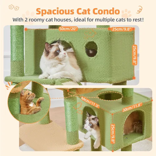 Vista 106 de Taoqimiao Árbol para gatos de 57.5 pulgadas, torre para gatos de interior para adultos, condominio extragrande para gatos, 8 postes rascadores