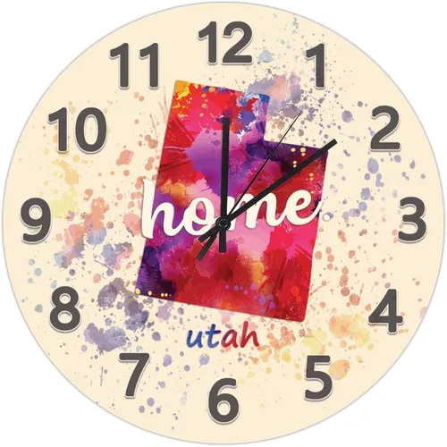Vista 110 de UFunhome Reloj de pared con mapa del estado de Nevada, acuarela, Estados Unidos, reloj redondo de madera, funciona con pilas, silencioso, sin