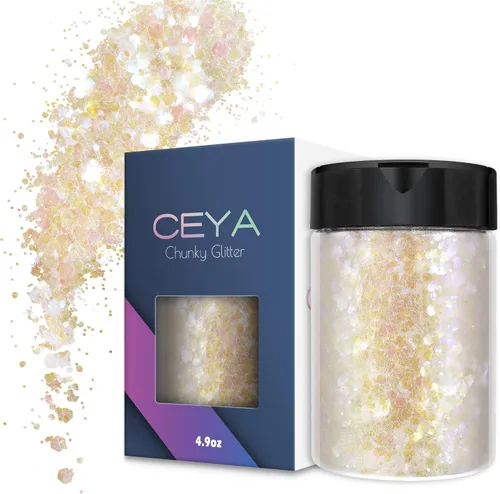 Vista 15 de Ceya Purpurina blanca ultra fina de 3.5 onzas/3.53 oz Coastline blanco iridiscente para manualidades, purpurina de 1/128 pulgadas, 0.008 pulgadas