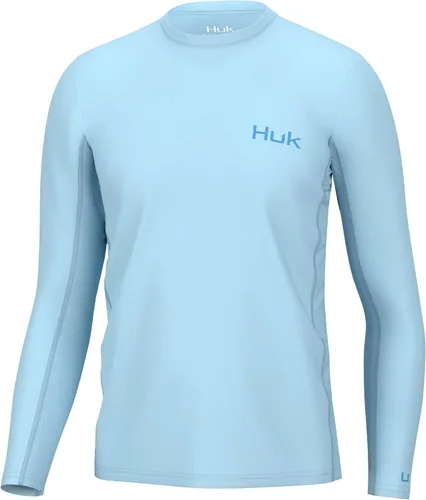 Vista 44 de HUK Camisa de manga larga Icon X para hombre, camisa de pesca de alto rendimiento Azul celeste