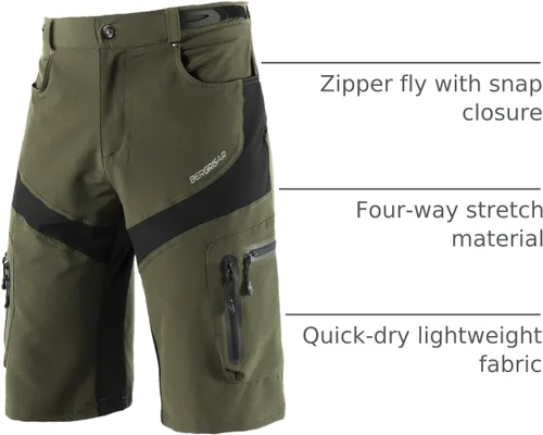 Vista 20 de BERGRISAR Pantalones cortos de ciclismo para hombre, corte holgado, con 6 bolsillos