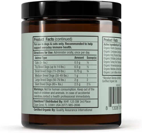 Vista 3 de Dr. Mercola Bark & Whiskers Mezcla orgánica de hongos fermentados – Suplemento para gatos y perros – Apoya la salud digestiva e inmunológica – Libre