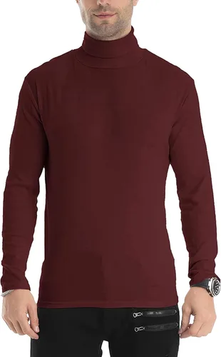 Vista 80 de Camiseta de manga larga para hombre, ajustada, ligera, con cuello de tortuga