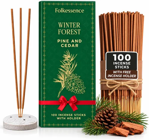 Vista 10 de Folkulture Varillas de Incienso - Juego de 100 con Soporte Varillas de Incienso Navideñas para Meditación, Espiritual, Limpiar Energía Negativa