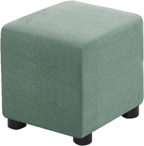 Vista 14 de Funda para Otomán Cuadrada Plegable de Almacenamiento Fundas para Otomán Jacquard Elásticas Cubo Reposapiés Fundas para Taburete ProZtector con Beige