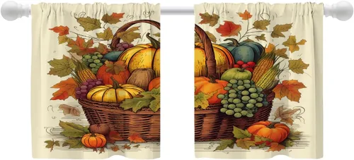 Vista 55 de Shrahala Cortinas rústicas de granja para ventanas de cocina, textura de cesta tejida, paneles de cortina rústica para ventana de granja, poliéster