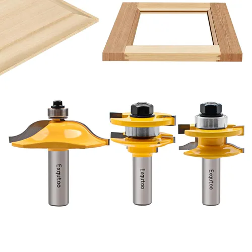 Vista 10 de Exqutoo 1 pieza Broca de enrutador de 1/2" de vástago y 2-1/2" de diámetro para puertas de armario estilo cimacio, herramientas de carpintería
