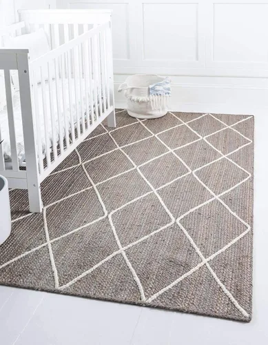 Vista 24 de Unique Loom Alfombra trenzada de la colección de yute – enrejado (2 pies 2 pulgadas x 6 pies 1 pulgada, gris/marfil)