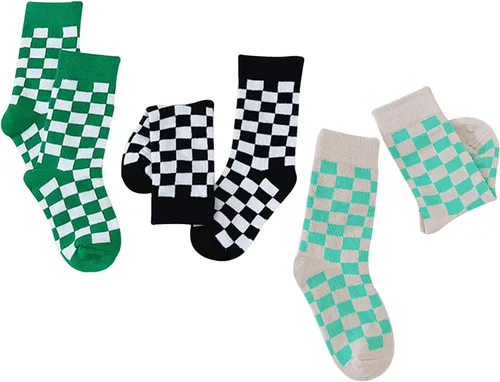 Vista 2 de Calcetines tobilleros de algodón a cuadros para niñas y niños pequeños unisex