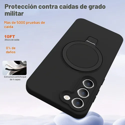 Vista 6 de SKYLMW - Funda para Samsung Galaxy S23 con soporte, 6.1 pulgadas, color negro Soporte de anillo magnético, compatible con Mag-Safe, funda