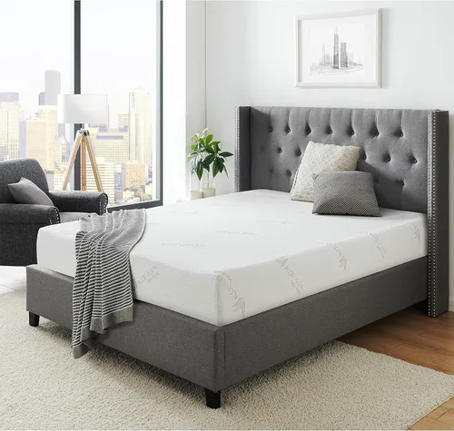Vista 2 de AC Pacific ALOE - Colchón de espuma viscoelástica de lujo, suave, para dormitorio, con extracto de aloe vera, con infusión de tela, tamaño Queen