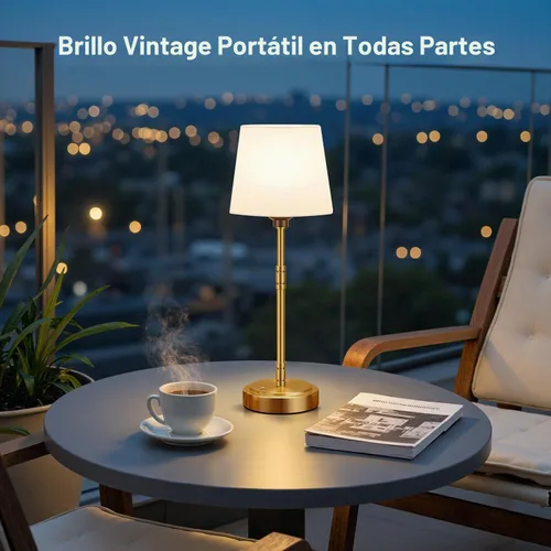 Vista 9 de Juego de 2 lámparas de mesa inalámbricas – Lámpara que funciona con batería con batería recargable de 7500mAh, regulable sin escalones, vintage, oro