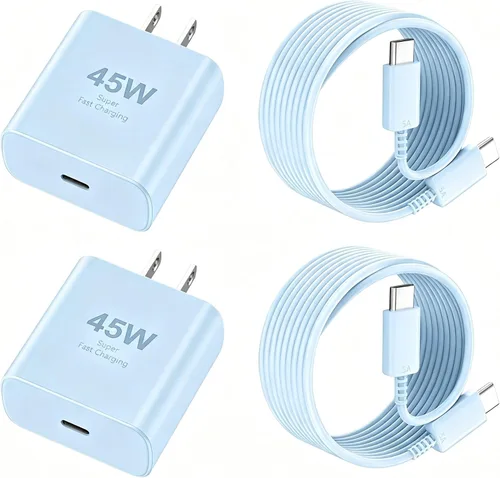 Vista 18 de Cargador para teléfono 17 16 Pro Max de carga rápida, 45 W USB C Phone 17 16 Bloque de carga súper rápido con cable de carga tipo C de 6.6 pies