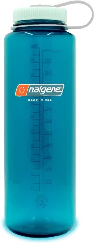 Vista 2 de Nalgene Sustain Tritan - Botellas de agua sin BPA fabricadas con 50% plástico reciclado, 48 onzas y 32 onzas, boca ancha