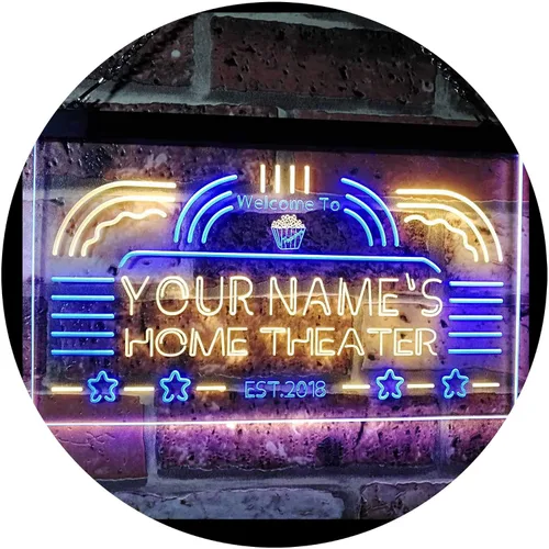 Vista 15 de ADVPRO Letrero de neón LED de un solo color personalizado para cine en casa, decoración de año establecido, 12 x 8.5 pulgadas, st4s32-ph1-tm-b Azul