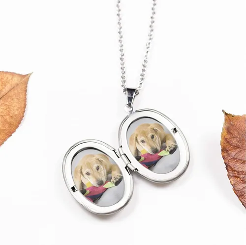 Vista 4 de PHOCKSIN Relicario collar para mujer que sostiene imágenes relicario de fotos para niñas Pulido y grabado Forever in My Heart& I Love You Mom