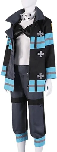 Vista 5 de Nsoking Disfraz de anime para mujer, disfraz de cosplay, uniforme, capa, traje de brasier, conjunto de Halloween