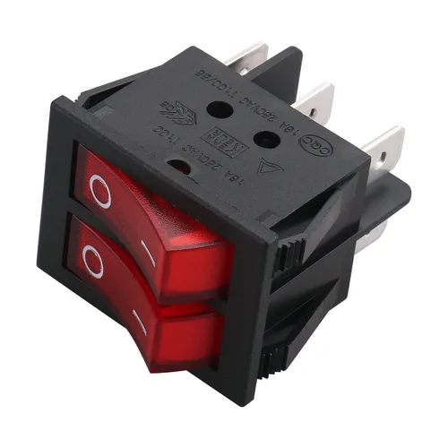 Vista 7 de Baomain - 1 paquete de interruptor basculante doble con luz roja, ON/Off DPDT de 6 pines, 16 A/250 V CA, 16 A/125 V CA, listado UR VDE