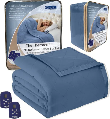 Vista 21 de Thermee Manta térmica de microfranela tamaño Queen – 10 ajustes, programable, calentamiento rápido, cuadros rústicos