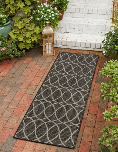 Vista 15 de Unique Loom Outdoor Trellis Collection - Alfombra de área (10 pies, redonda, verde/marfil)