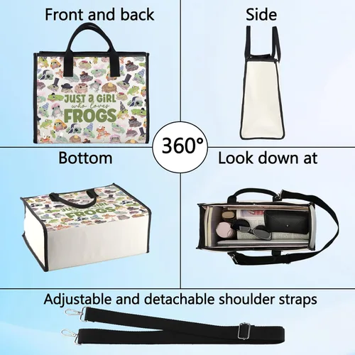 Vista 4 de LEVLO Bolsa de maquillaje cosmética de rana divertida, regalo para amantes de los animales, solo una chica que ama a las ranas, bolsa de maquillaje