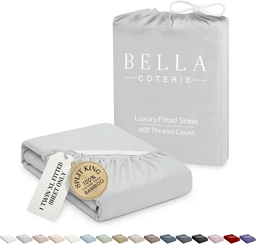 Vista 30 de Bella Coterie - Sábana bajera ajustable de viscosa de bambú de lujo, tamaño individual, 100% cultivada orgánicamente, ultrasuave, refrescante