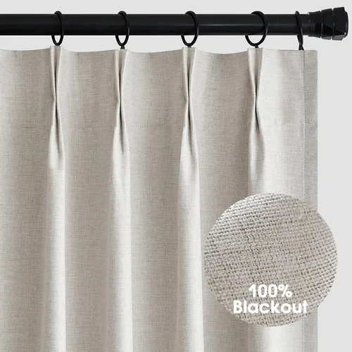 Vista 2 de MIULEE Cortinas Plisadas Opacas de 84 Pulgadas de Largo, Cortinas Plisadas de Lino para Dormitorio con Ganchos Aislamiento Térmico Reducción