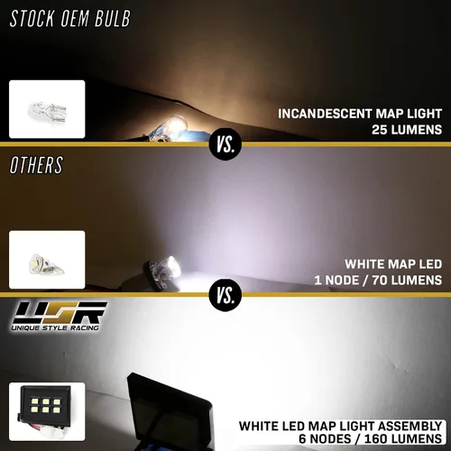Vista 3 de USR UNIQUE STYLE RACING Panel completo de luz LED interior de cúpula central (30 LEDs) + 2 luces delanteras de mapa