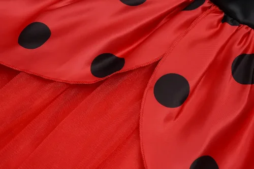Vista 4 de Vestido de mariquita sin mangas para niñas con bolsa para niños, para cumpleaños, Halloween, Navidad, 100